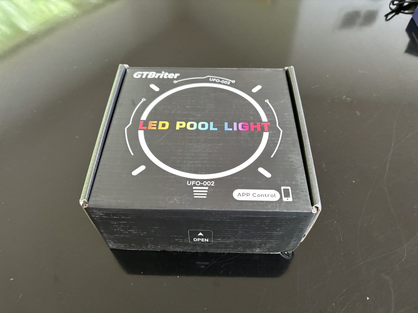 Unopened box for an app-controlled LED pool light